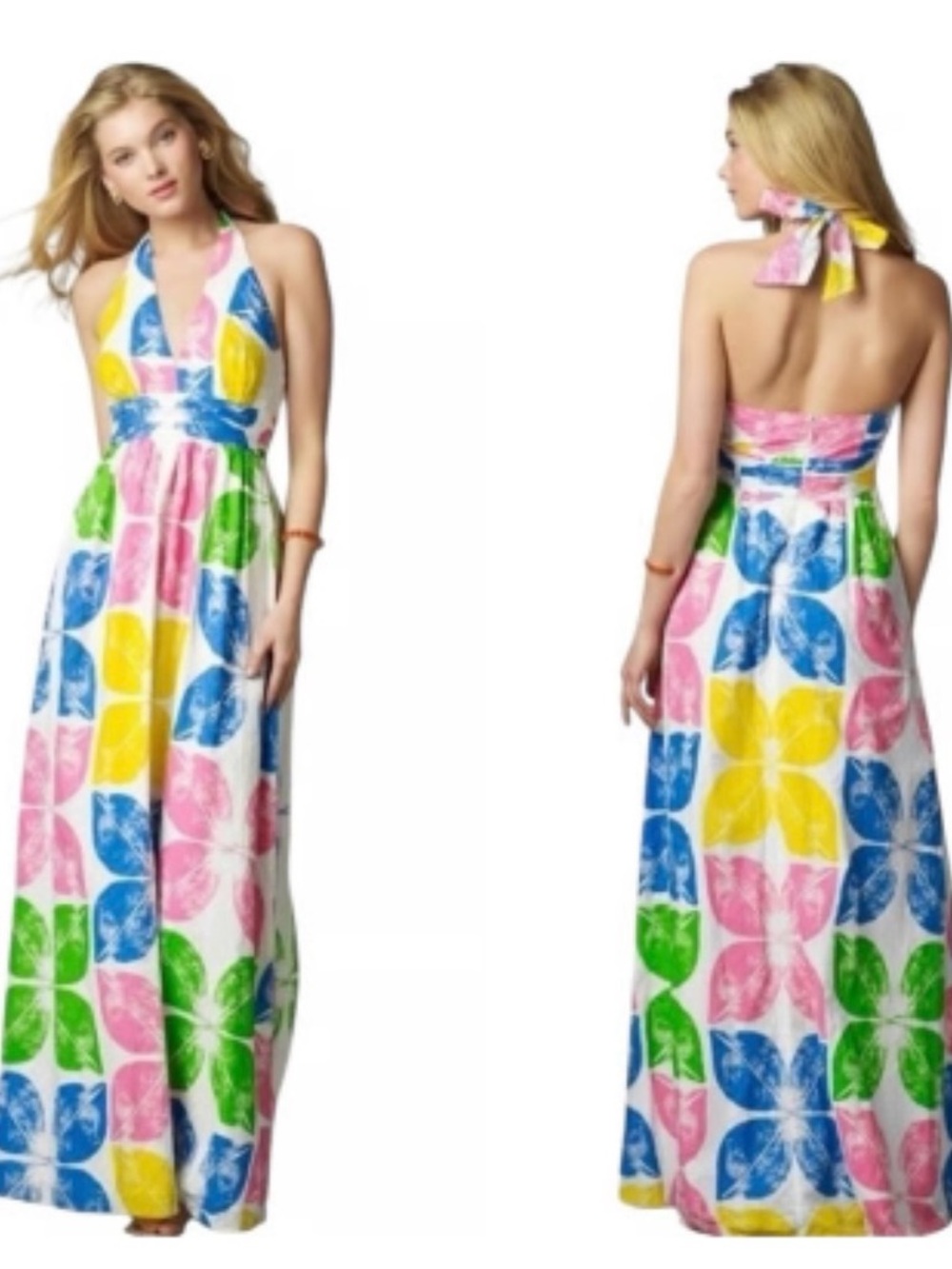 Lilly Pulitzer Pink, Blue & White Halter Dress